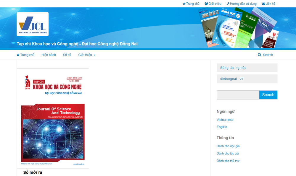 Tạp chí Khoa học và Công nghệ Đại học Công nghệ Đồng Nai tham gia Cơ sở dữ liệu Tạp chí khoa học Việt Nam trực tuyến